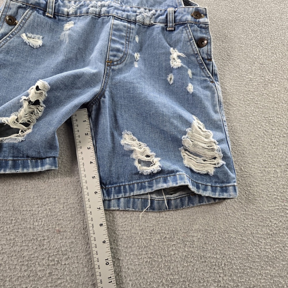 ASOS Denim Women‎ Shorts US 6 Blue Overalls Overall Shorts Distressed 6" Inseam - Picture 8 of 11